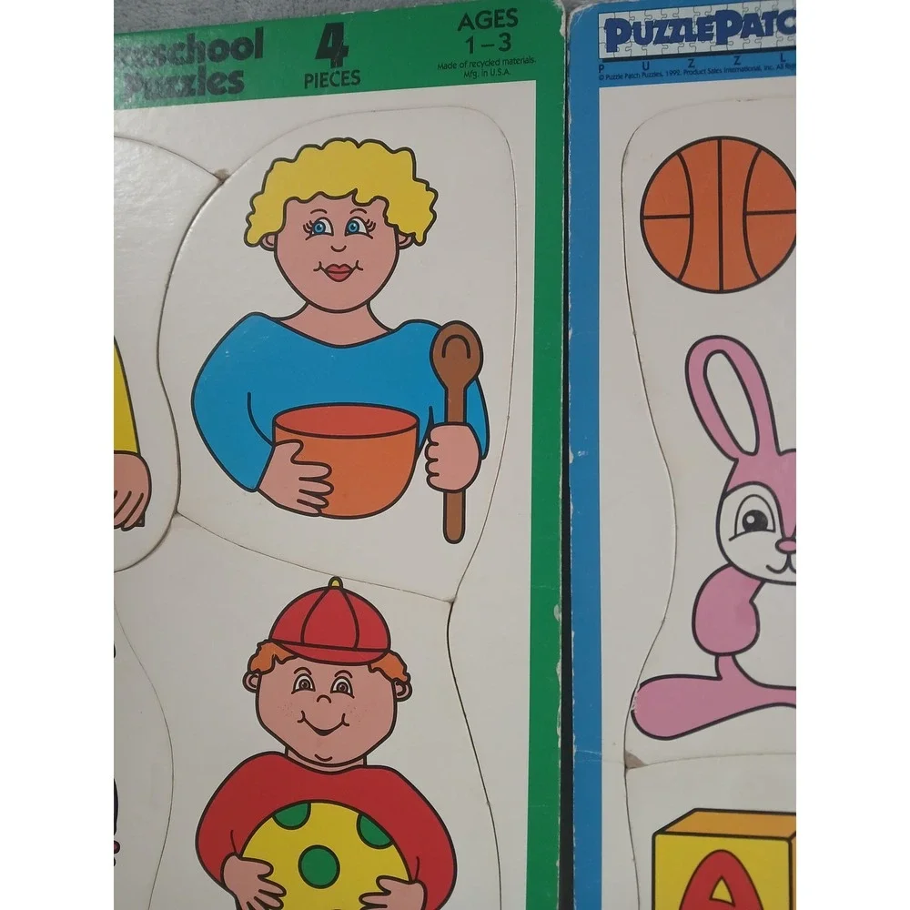 Vtg PuzzlePatch Preschool Puzzles Set of 6 Ages 1-3 Cardboard 1992 Made in‎ USA